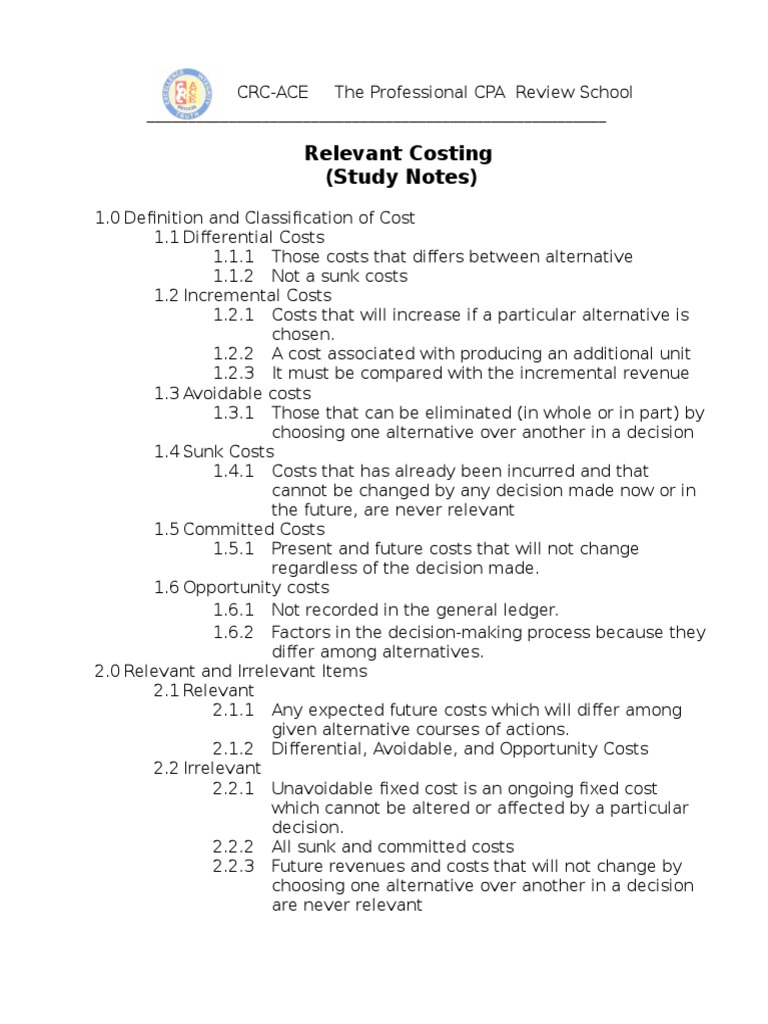 Understanding Relevant Costing Principles | PDF | Marginal Cost | Cost