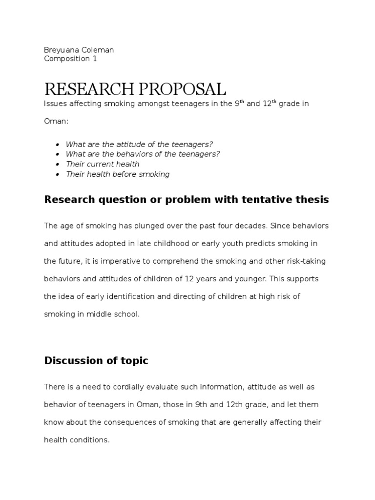 research proposal on smoking among students