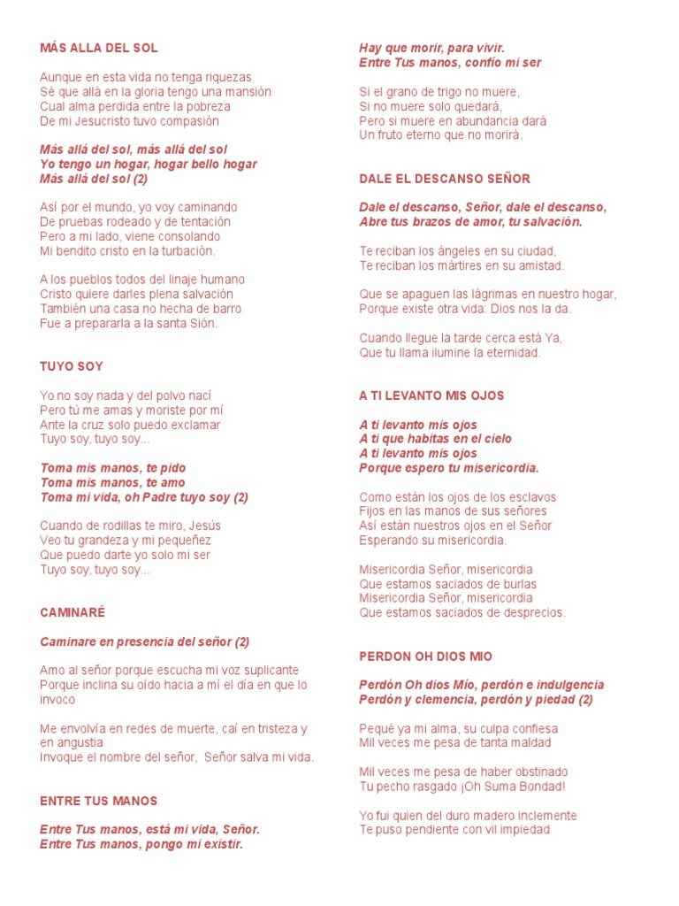 Cantos Difuntos Perdón Escatología