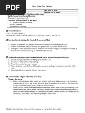 unit lesson plan - 1st grade social studies