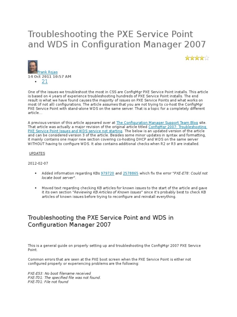 ConfigMgr 2007 PXE Troubleshooting Guide | PDF | Windows Registry ...
