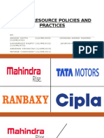 HR Policies and Practices in Tata, Ranbaxy, Cipla and Mahindra