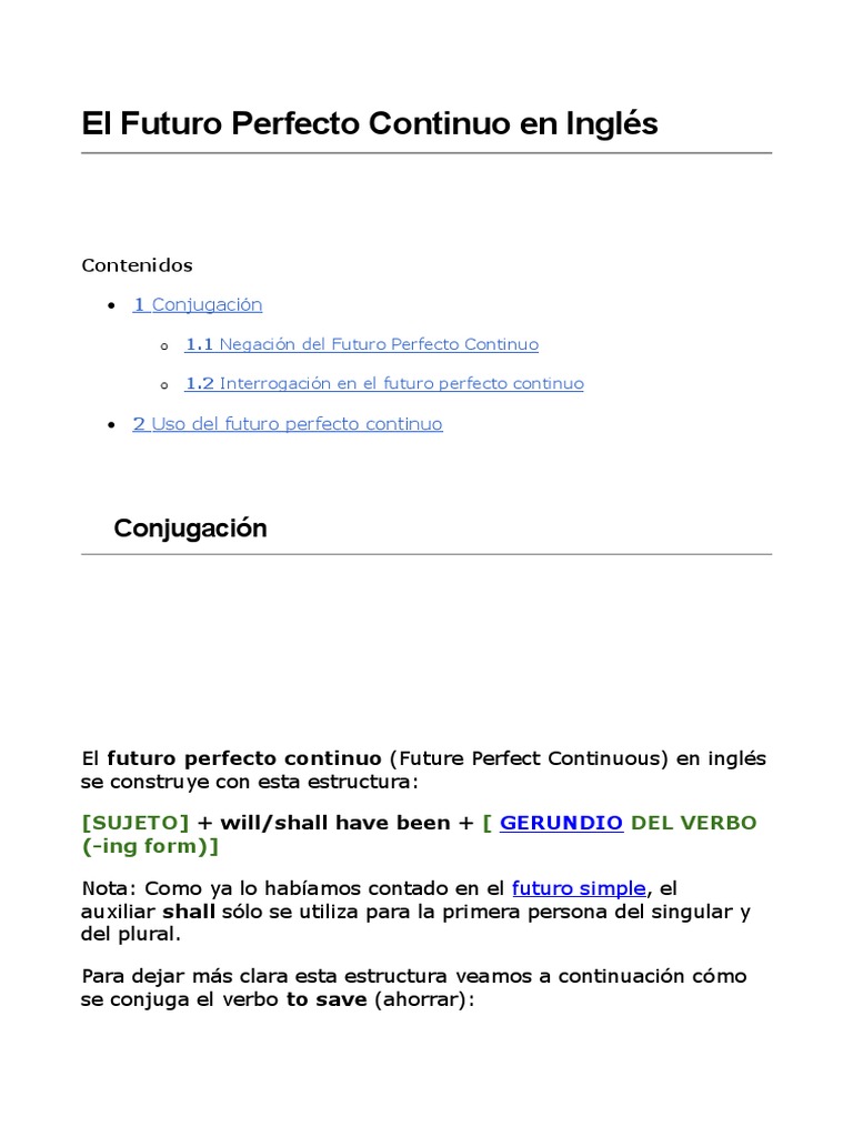 Futuro Perfecto Continuo en Inglés | PDF | Gramática | Estilo (ficción)