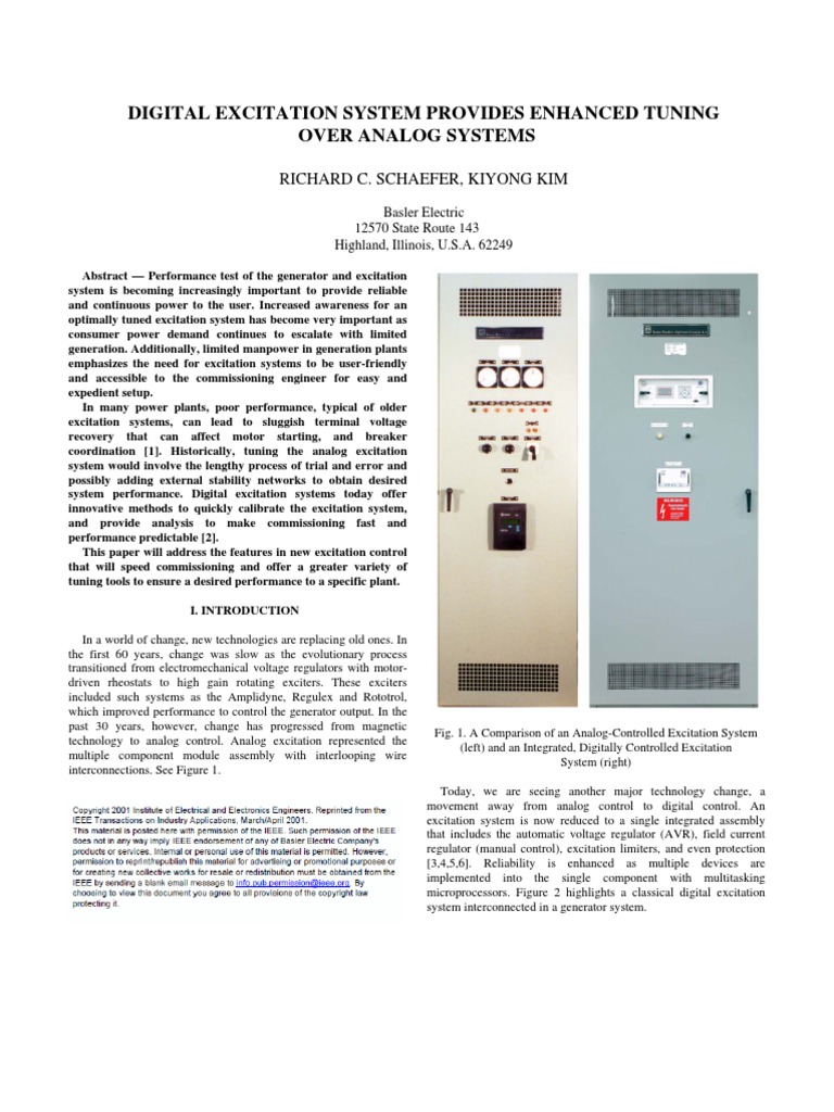 Digital Excitation System PDF Control Theory Electric Generator