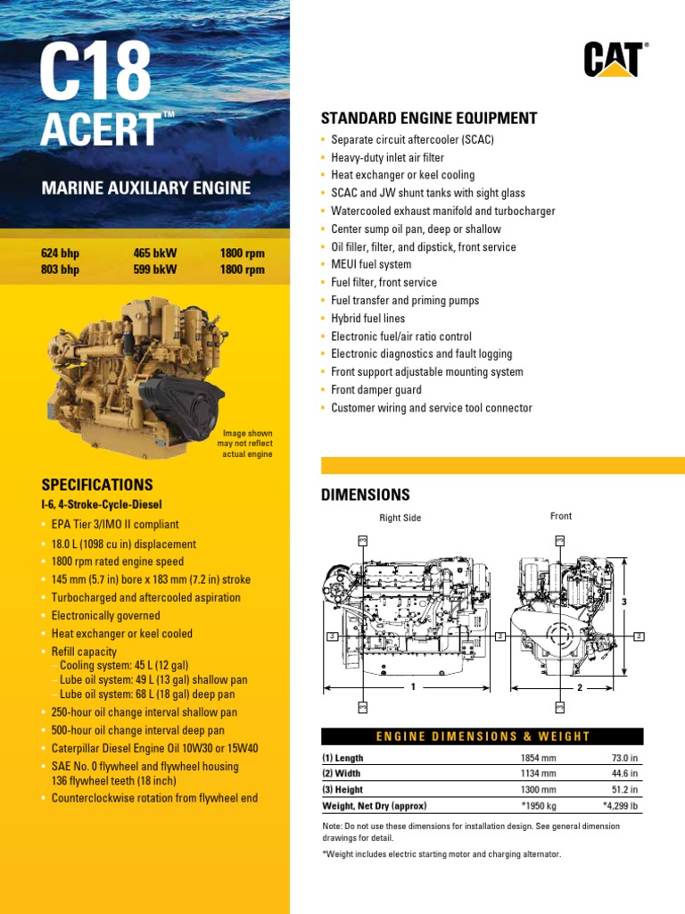 Caterpillar C18 Acert Pdf Horsepower Motor Oil