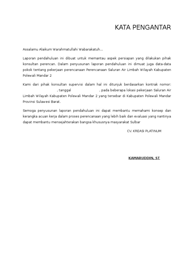 Contoh Laporan Pendahuluan Pengawasan Proyek Gedung