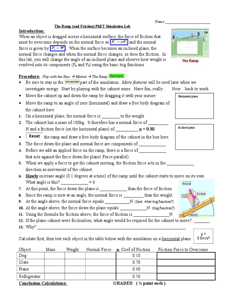 The Ramp Phet Lab Pdf Force Friction