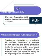 Distribution Administration: Planning, Organizing, Audit, Control, Performance Measurement & Control