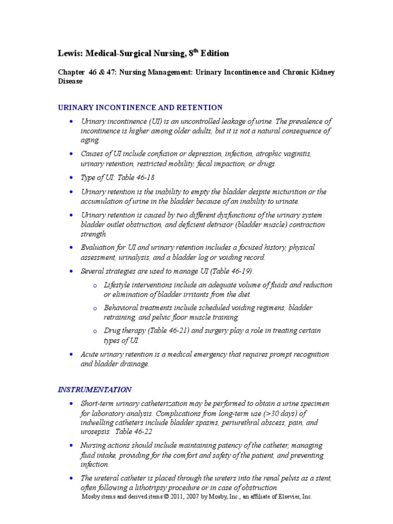 Urinary Incontinence and Chronic Kidney Disease Important Points (1