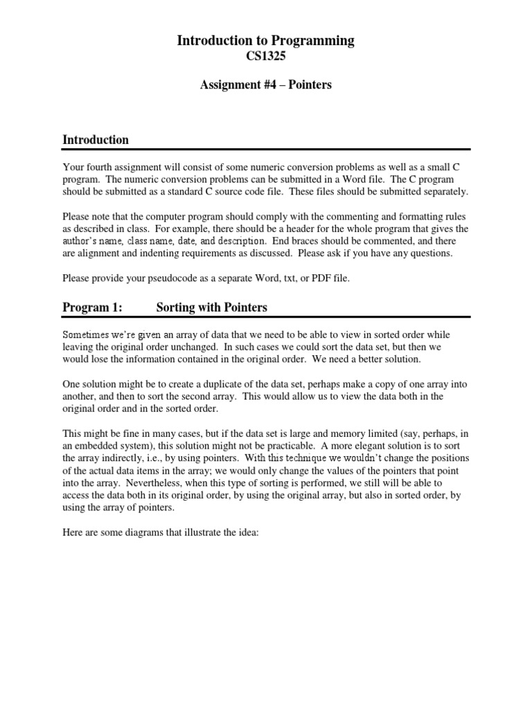 CS1325: Pointers & Sorting Task | PDF | Pointer (Computer Programming ...