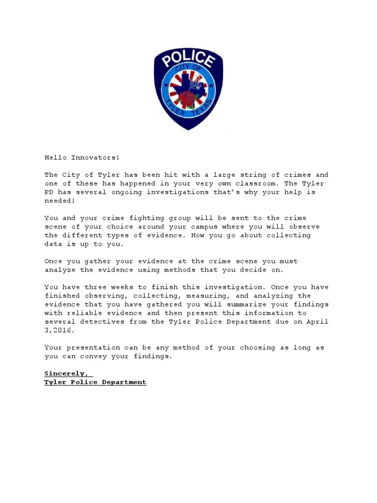 Tyler Crime Scene Investigation Project | PDF