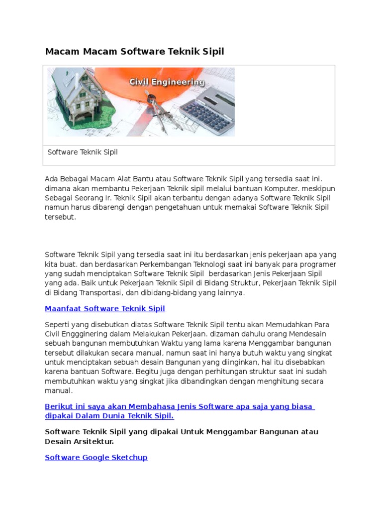 Macam-Macam Software Teknik Sipil | PDF | Seni | Komputer