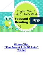 English Year 3 Unit 6: Pet's World: Focused Skill: Reading Skills