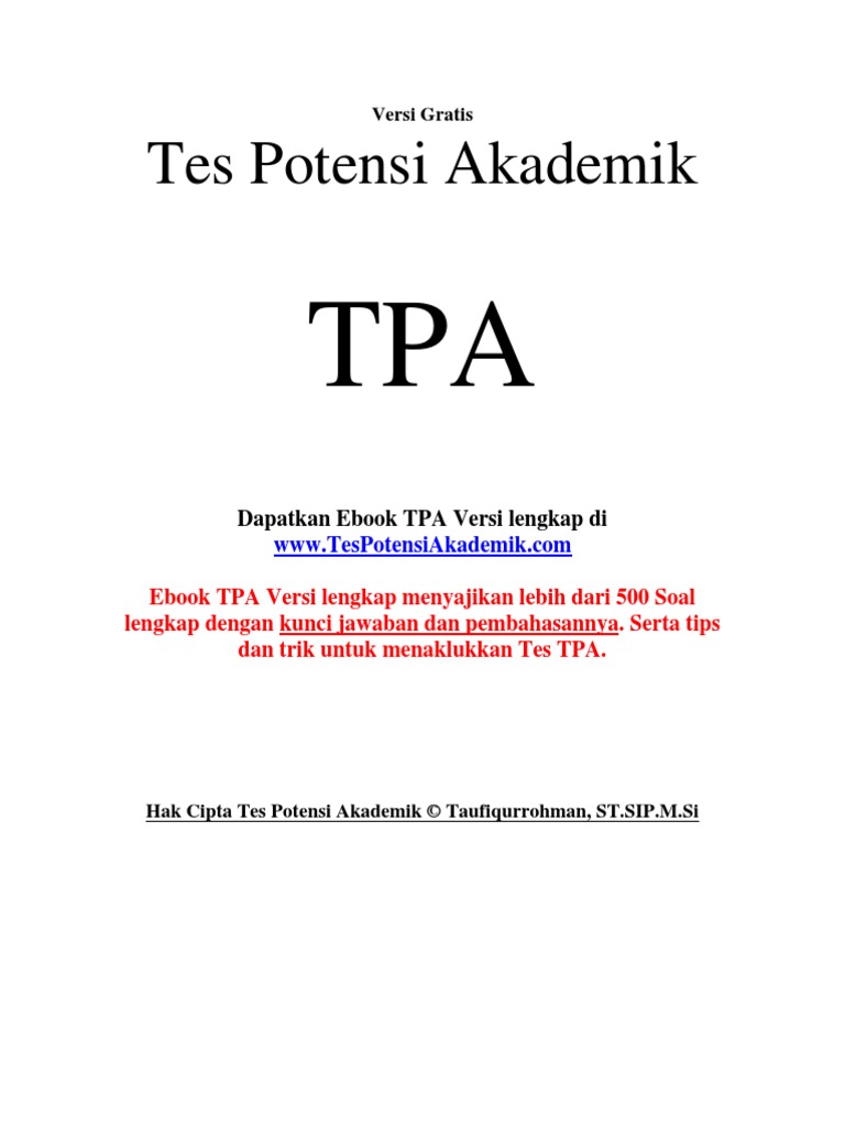 Tes Kemampuan Penalaran Contoh Soal Tpa Penalaran Logis