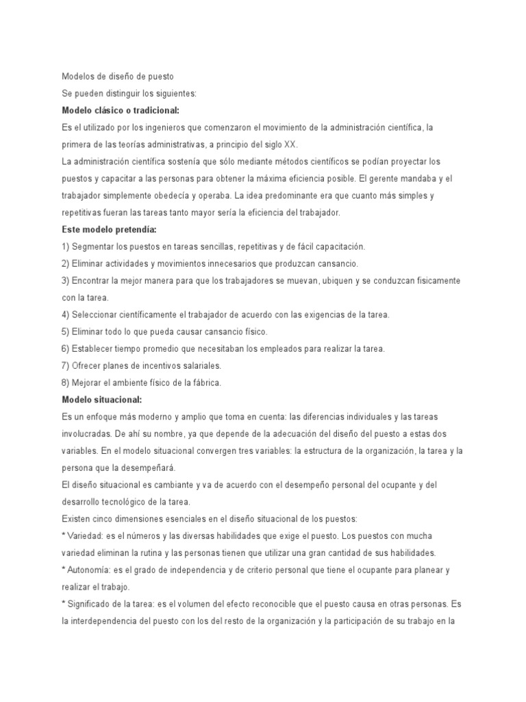 Modelos de Diseño de Puesto
