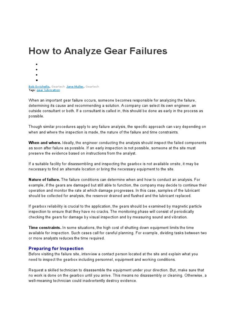 How to Analyze Gear Failures Wear Fracture