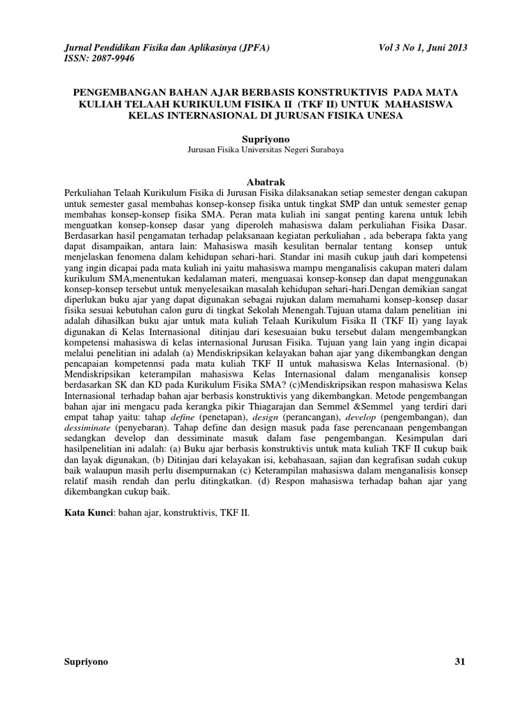 Jurnal tentang telaah kurikulum