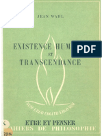 Jean Wahl Existence Humaine Et Transcendance