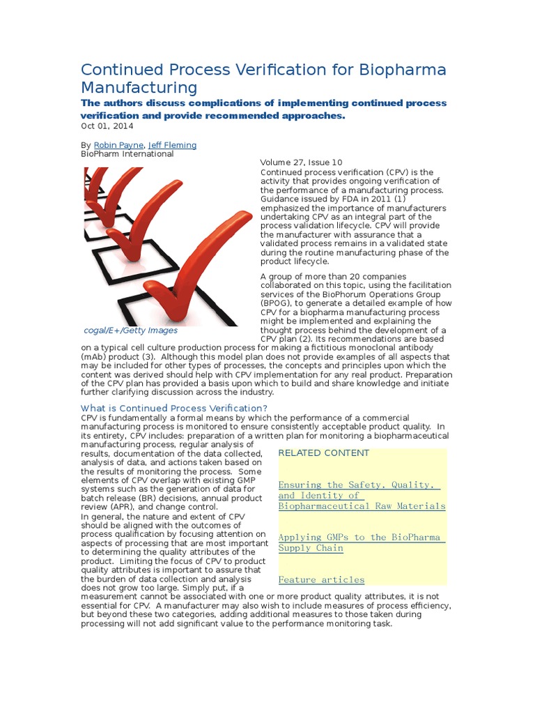Implementing CPV in Biopharma Manufacturing | PDF | Standard Deviation ...
