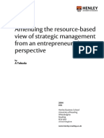 Amending the Resource-based View of Strategic Management From an Entrepreneurial Perspective
