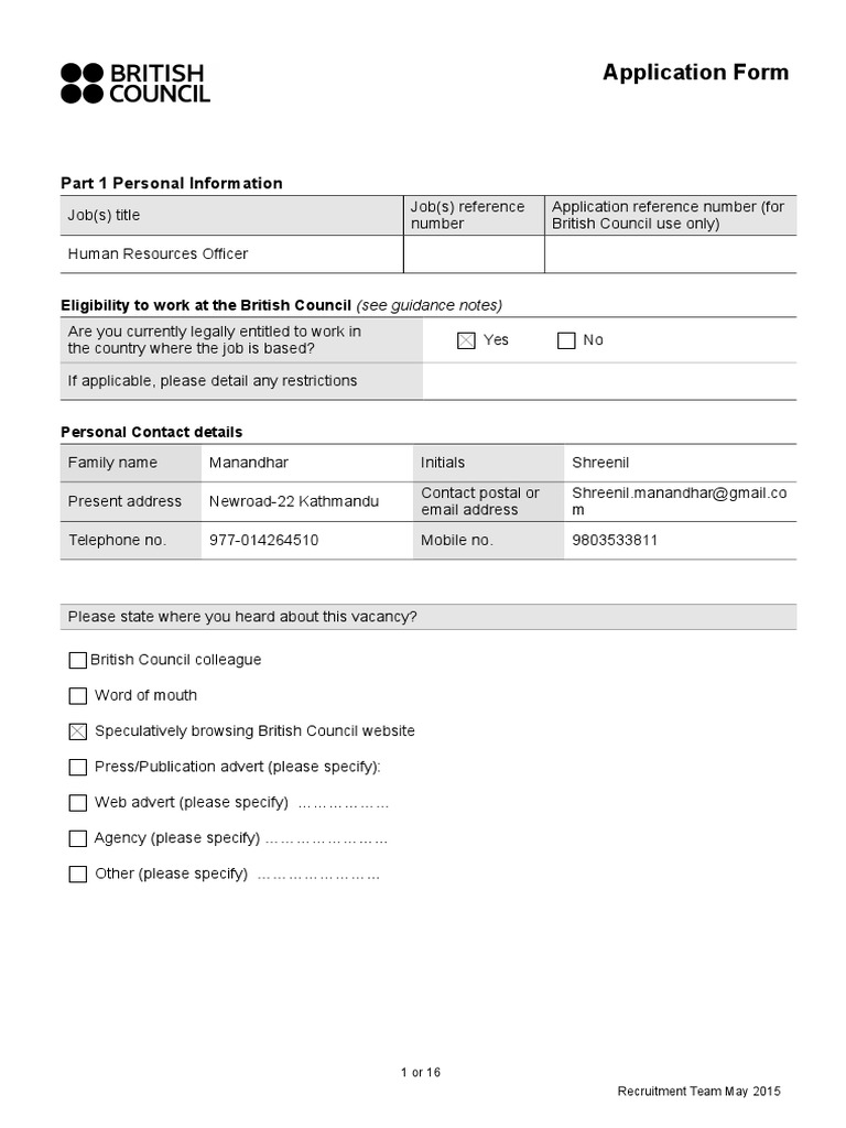 BC Standard Application Form | PDF | Social Institutions | Social Science