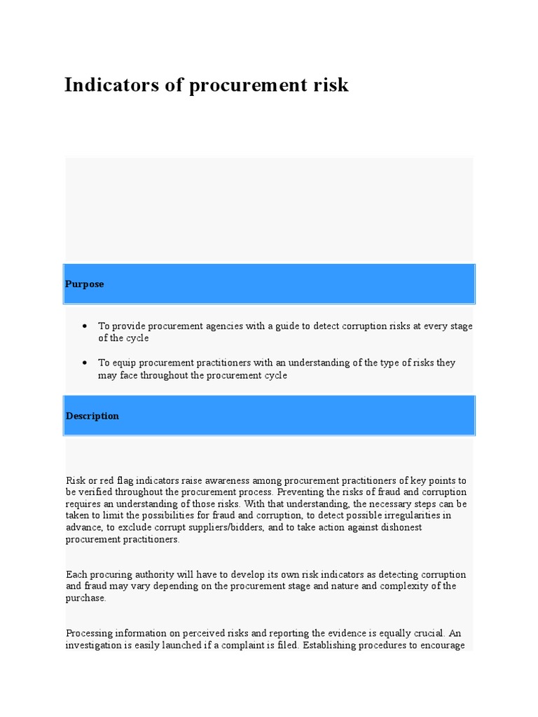 Procurement Fraud Risk Indicators | PDF | Procurement | Fraud