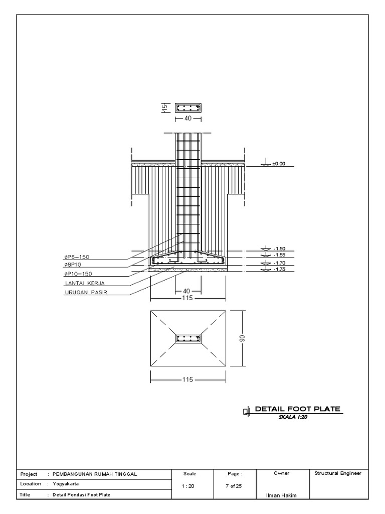 Detail Foot Plate Foundation Design | PDF