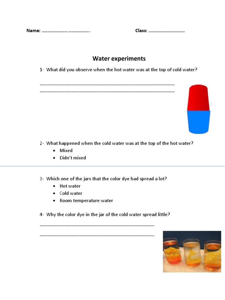 Water Experiment Observations | PDF