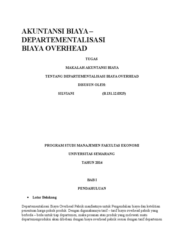 94 Contoh Soal Akuntansi Manajemen Biaya Overhead - Berbagi Kumpulan Soal