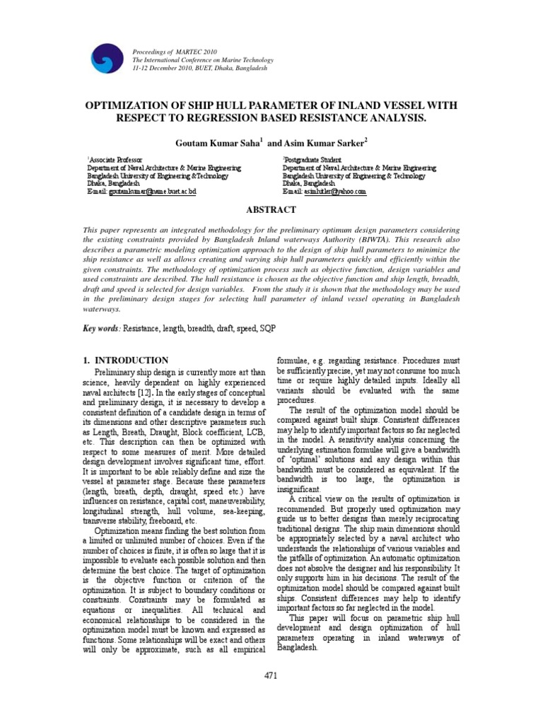 Ship Hull Optimization for Inland Vessels | PDF | Naval Architecture ...