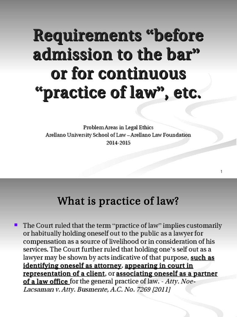 AA 1. Requirements Before Admission To The Bar or Practice of Law PDF