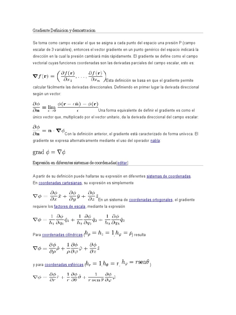 Gradiente Definicion y Demostracion | PDF