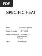 Download Specific Heat  Lab report by Creisttiano Raymond SN310753499 doc pdf