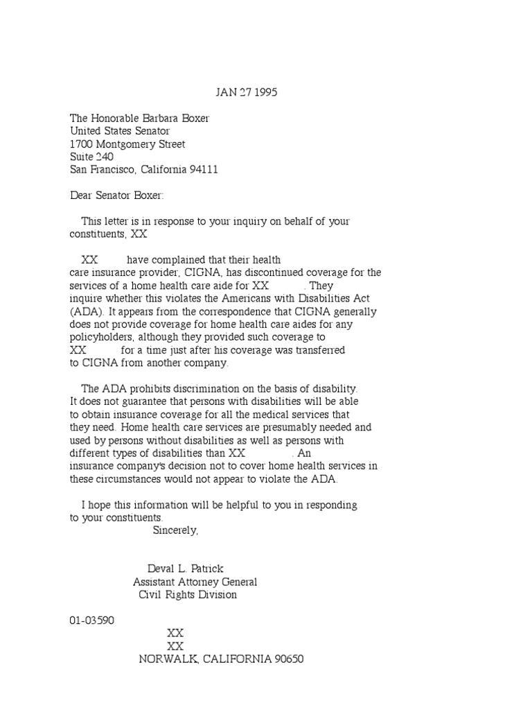 US Department of Justice Civil Rights Division - Letter - tal596 ...