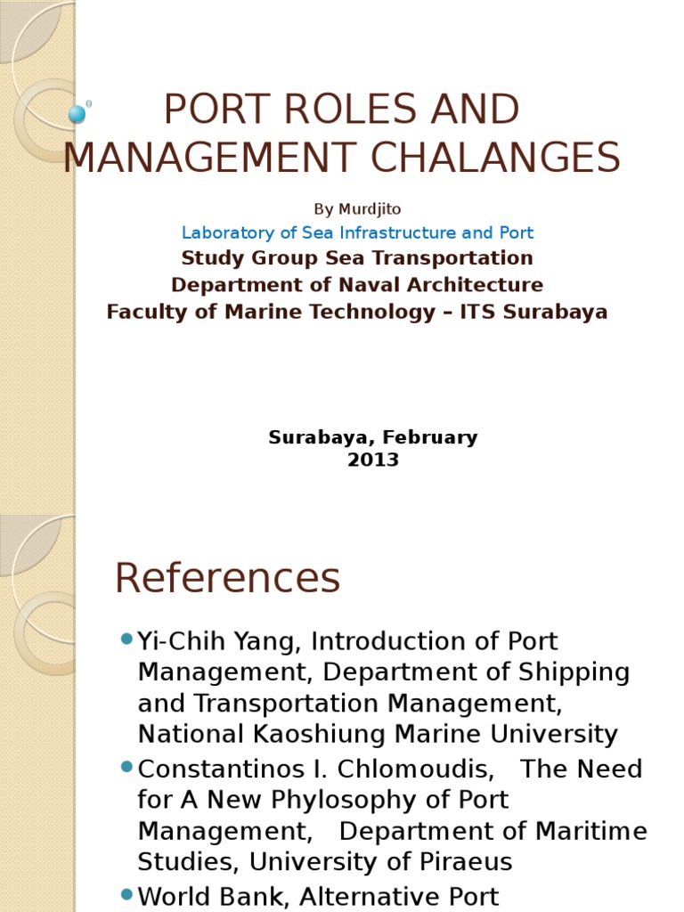 Introduction in Port Management PDF Port Logistics