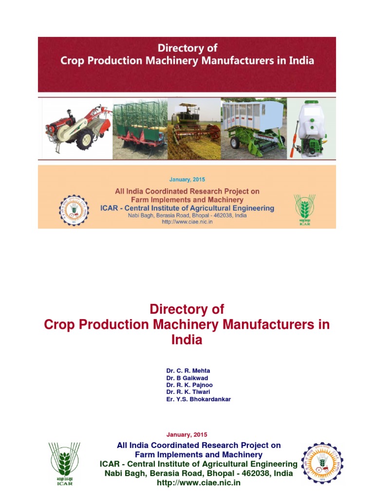 Crop Production Machinery Manufacturers Directory 2015, PDF, Plough