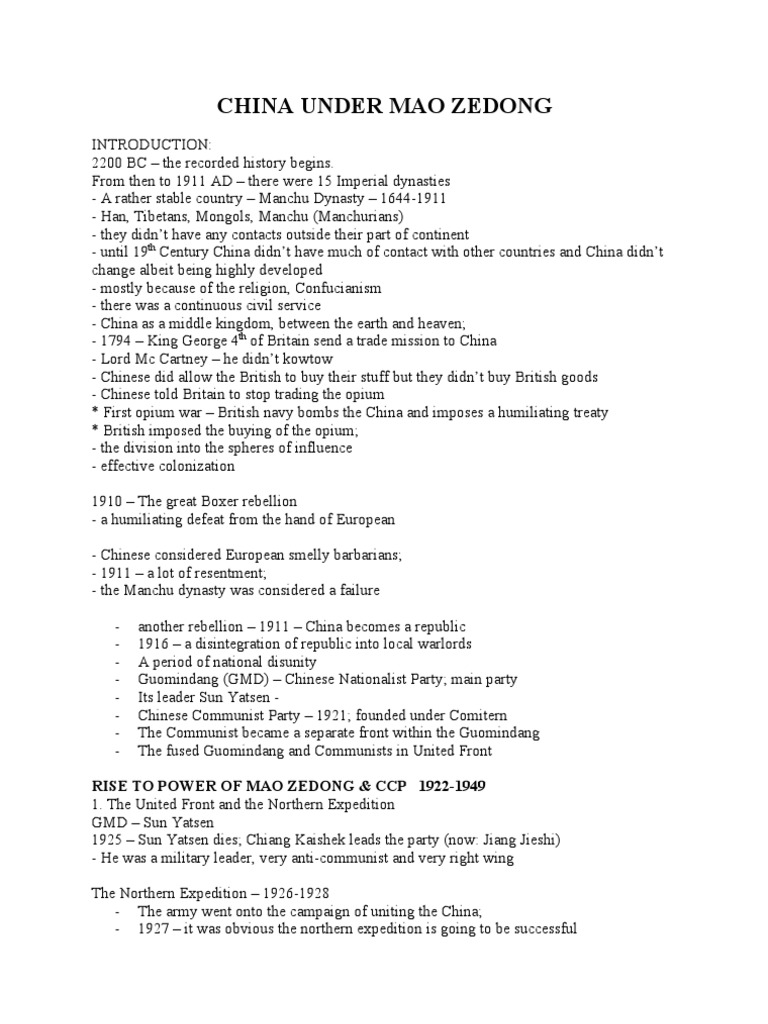Mao's Rise and the Chinese Civil War | PDF | Cultural Revolution | Mao ...
