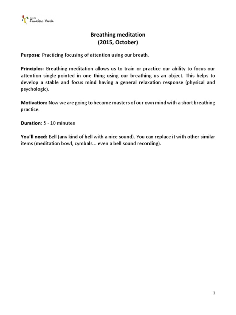 Breathing Meditation Guide for Focus | PDF | Mantra | Meditation