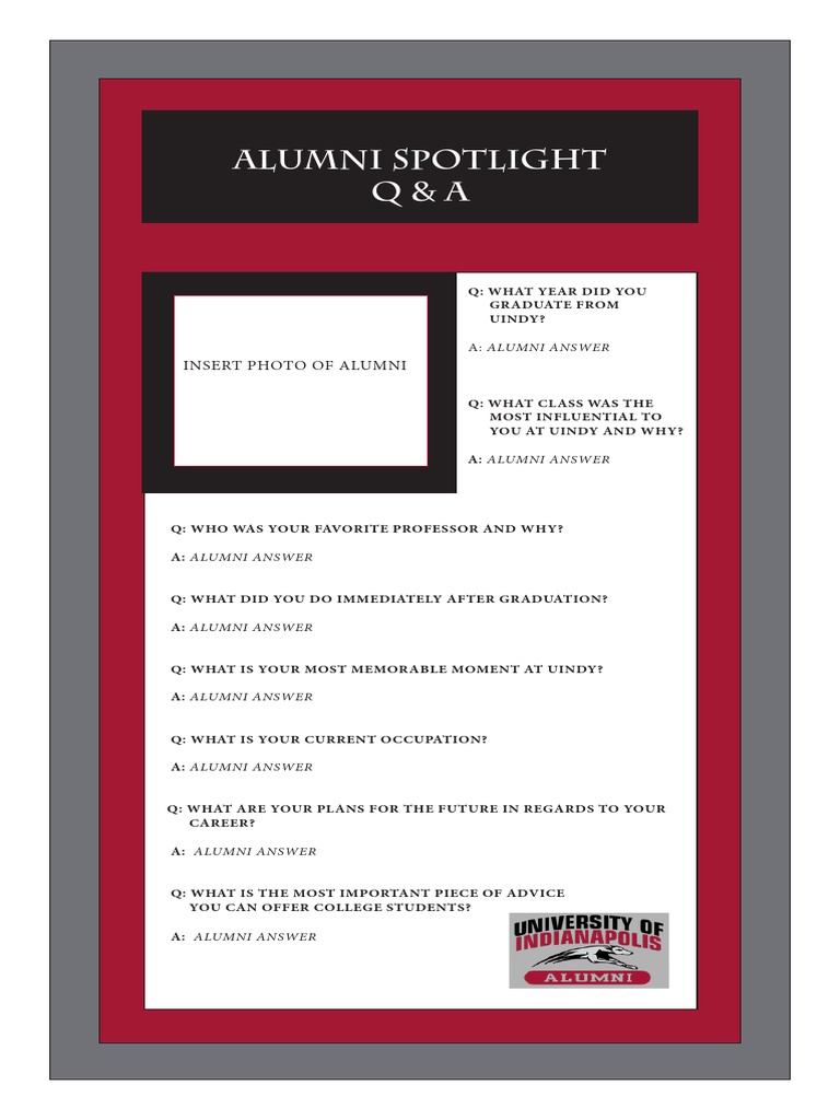 UINDY Alumni Spotlight Q&A Insights | PDF