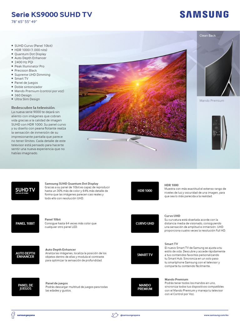 Samsung KS9000 SUHD 4K Quantum Dot Display PDF Imágenes de alto
