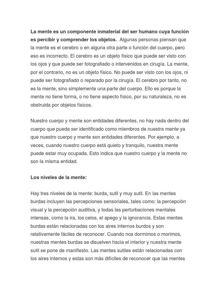 Niveles de La Mente | PDF | Mente | Percepción