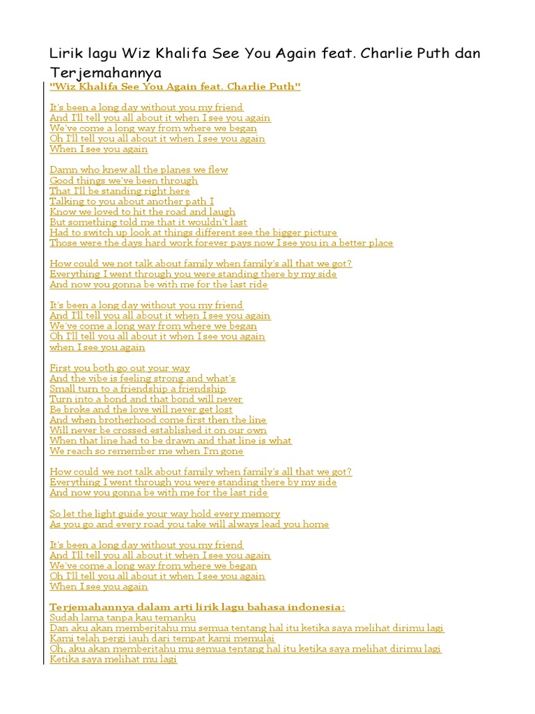 Lirik Lagu See You Again