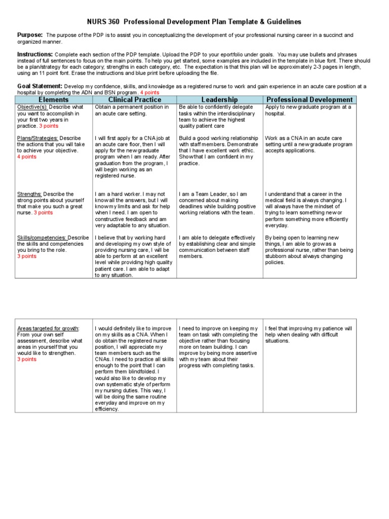 Personal development plan for advanced nurse practitioner image