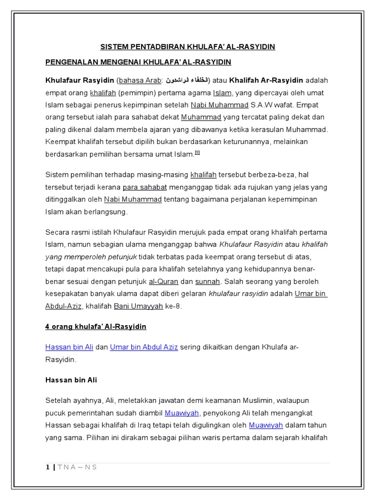 Pengenalan Mengenai Khulafa Pdf