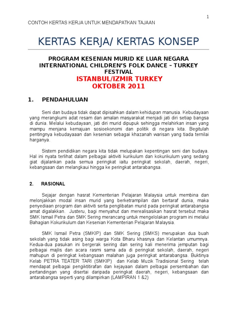 Contoh Kertas Kerja Sekolah Pdf
