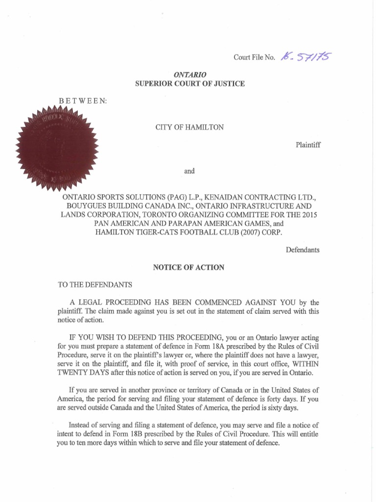 Notice of Action | PDF | Damages | Cause Of Action