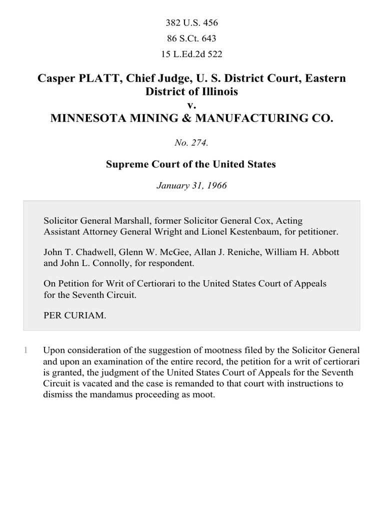 Supreme Court Case: Platt v. 3M | PDF