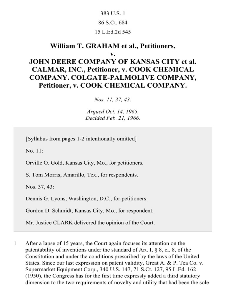 Graham v. John Deere Co. of Kansas City, 383 U.S. 1 (1966) PDF