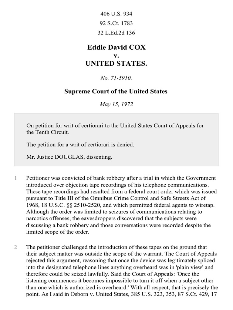 Supreme Court Ruling on Wiretap Evidence | PDF