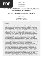 Weinberger v. Bentex Pharmaceuticals, Inc., 412 U.S. 645 (1973)